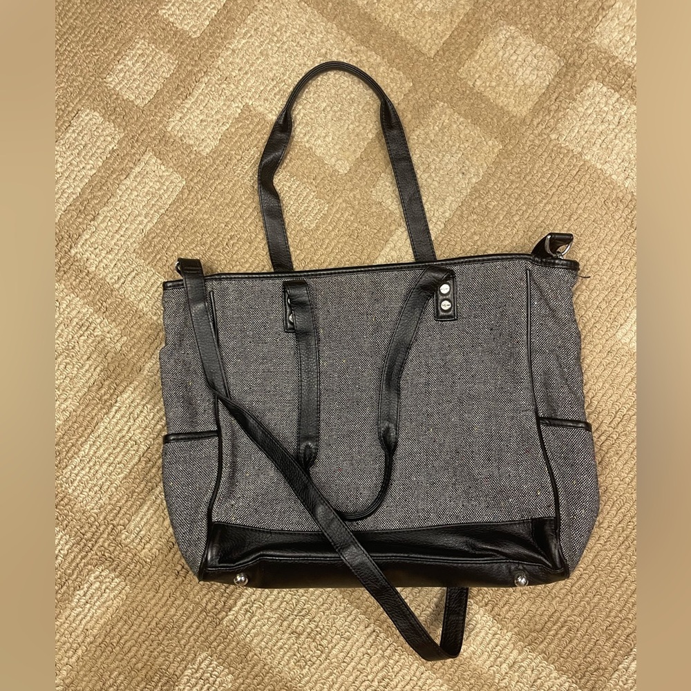 Thirty One Black Tweed Tote Bag